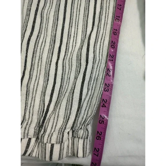 Per Se Women's Striped Drawstring Pants Size‎ M Linen Blend Casual Relaxed Fit - Picture 7 of 7